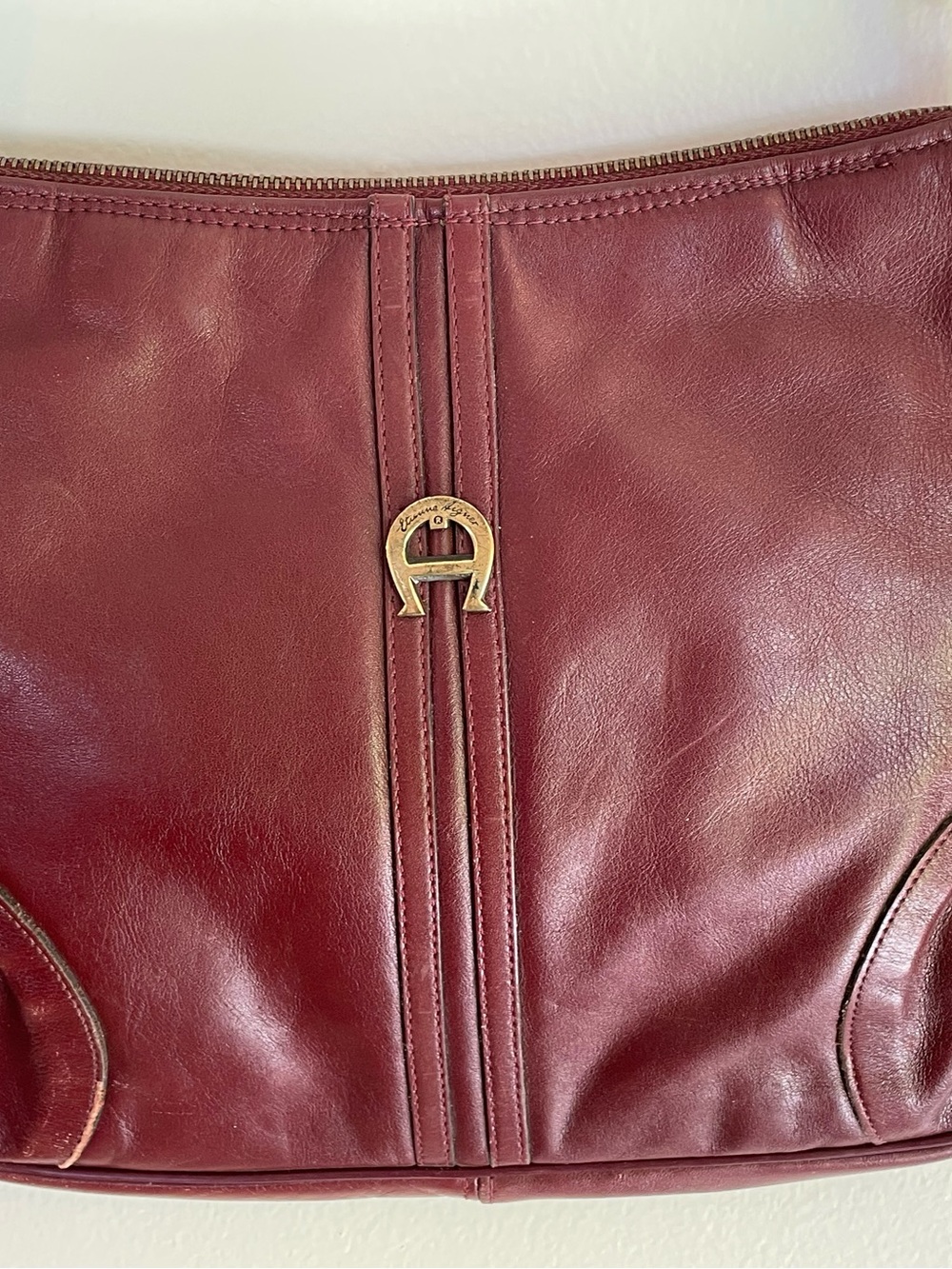 Rare Vintage 70s Etienne Aigner Burgundy Leather Bag Hofheimer's Dept Store Tag